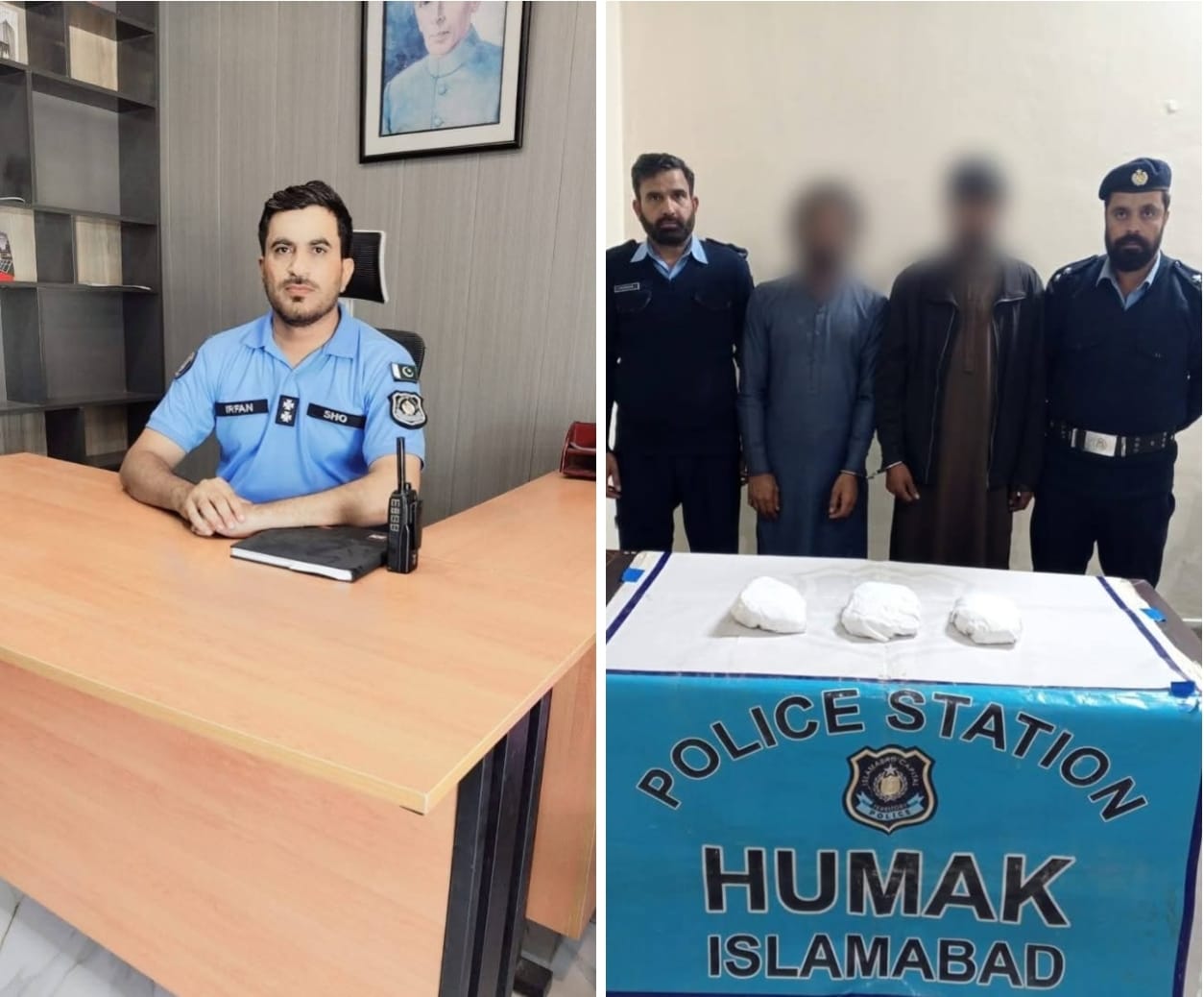 اسلام آباد: ایس ایچ او عرفان عباس کی قیادت میں منشیات فروشوں کے خلاف بڑا کریک ڈاؤن، 2 ملزمان گرفتار، 3 کلو چرس برآمد